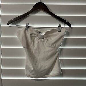 Express White Scalloped Strapless Top